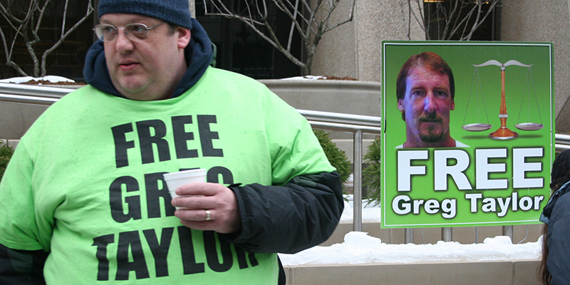 Protest to free Grag Taylor